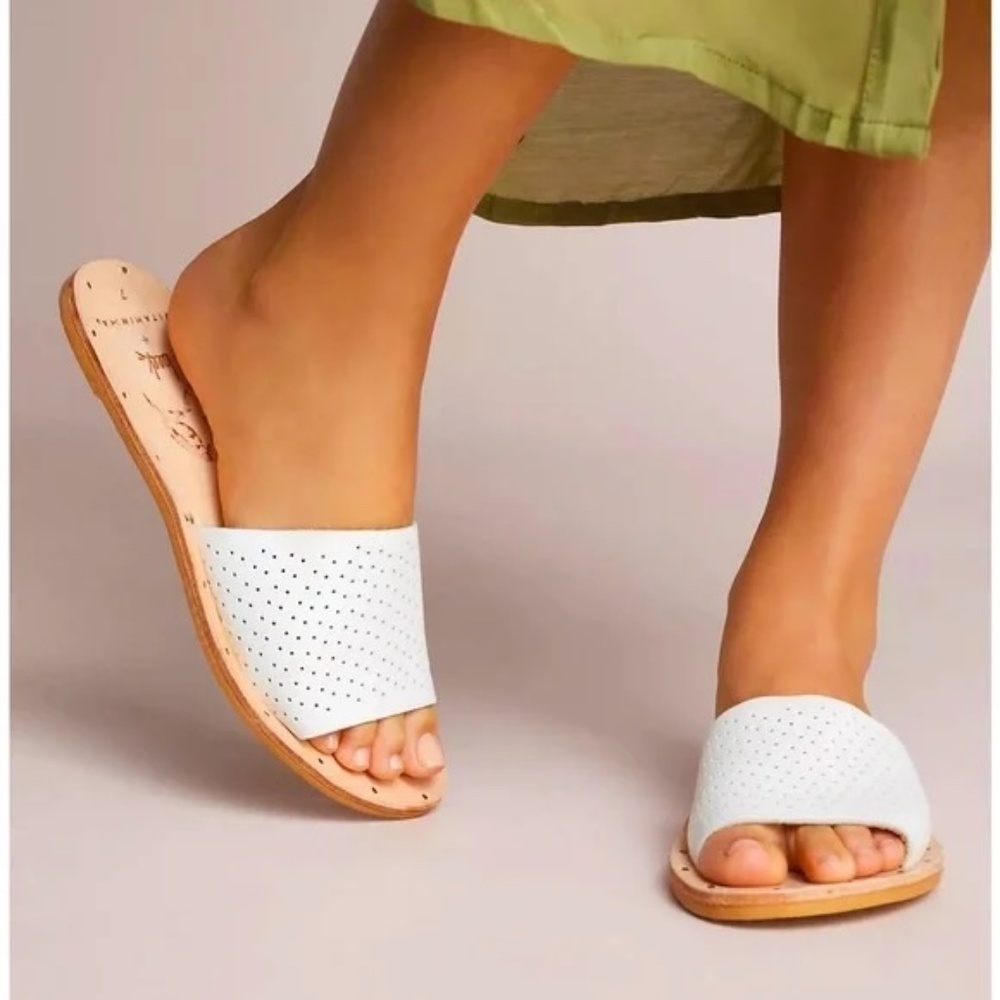 Beek x Vitamin A Mockingbird perforated white sandals